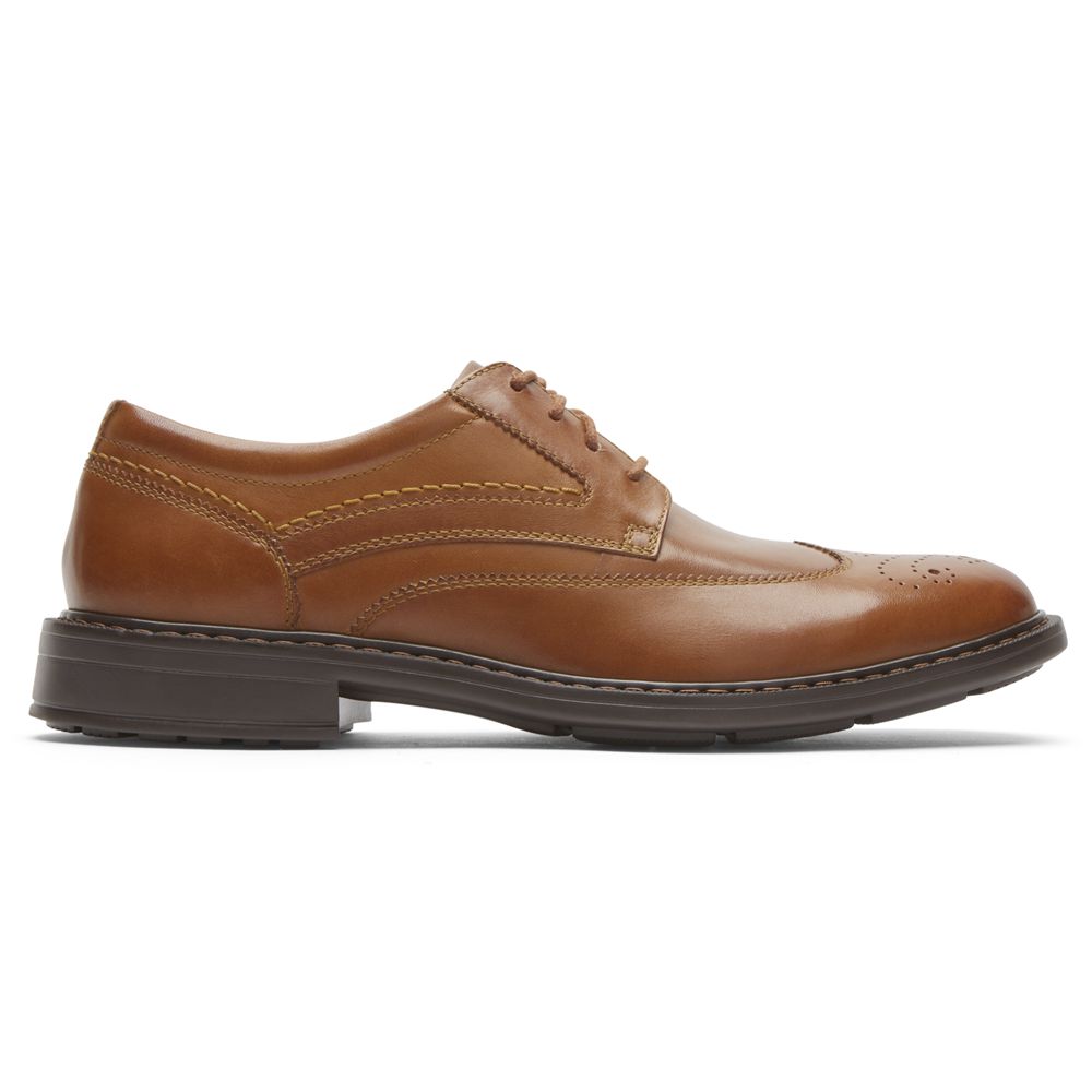 Rockport Men's Tanner Wingtip Oxfords - Cognac - USA (6142LPTYE)